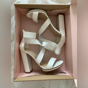White block heel heeled sandals